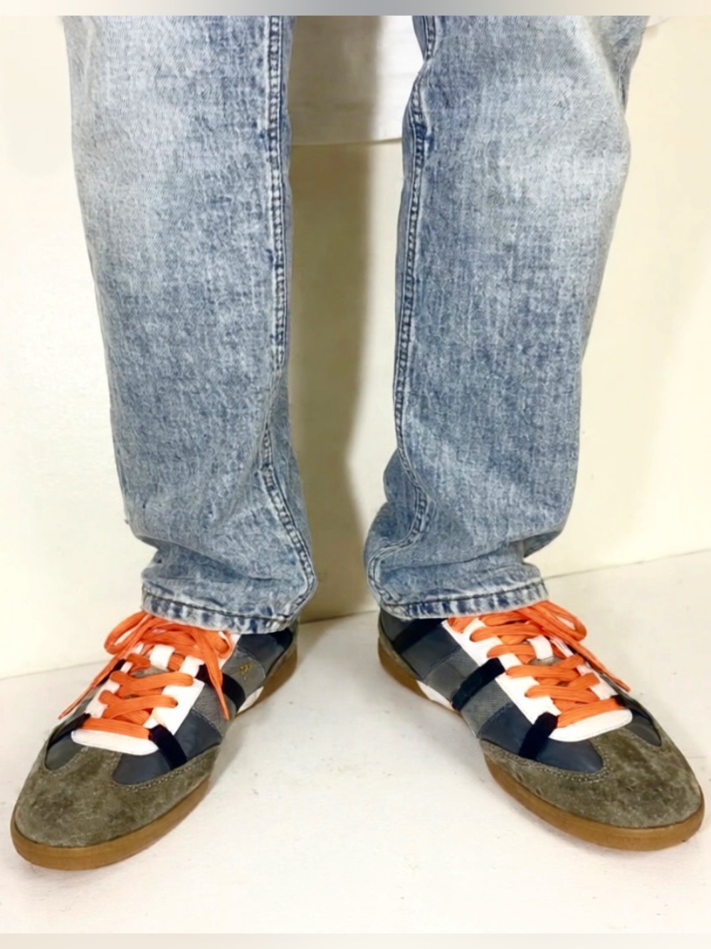 Dolce & Gabbana Gray Orange Lace Sneakers Men Sz  7.5 W/COA